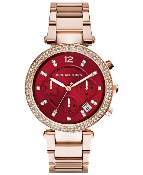 michael kors women rose gold watch with mk logo|Michael Kors women's parker watch.